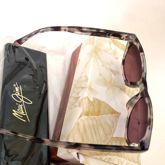 Never Worn Maui Jim Rose Capri Purple Havana Sunnies With Trifold Case No Cloth - Picture 6 of 10